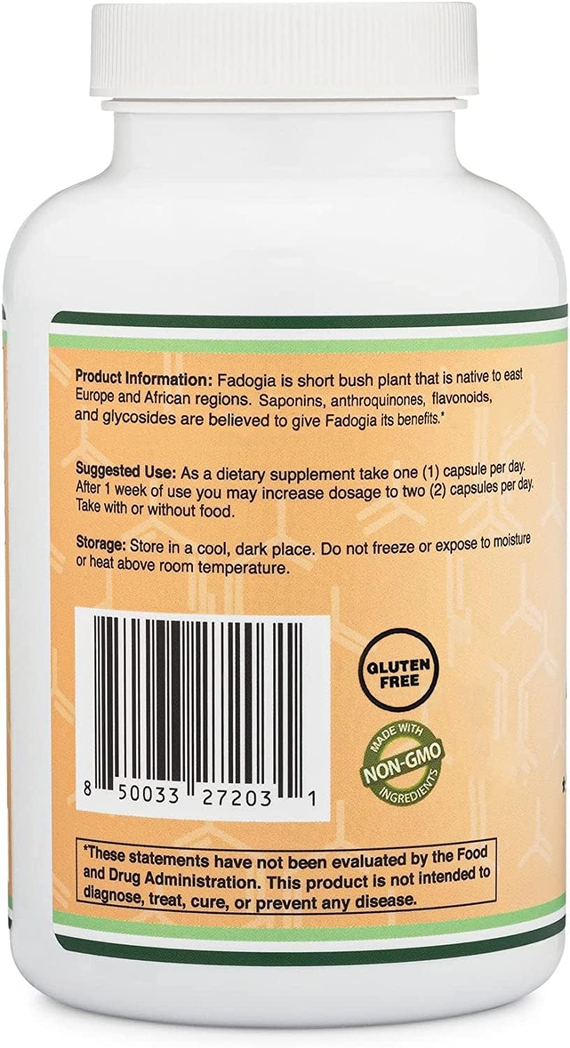 Fadogia Agrestis 600 mg por dosis (180 cápsulas) - Extracto Concentrado para el Rendimiento Deportivo