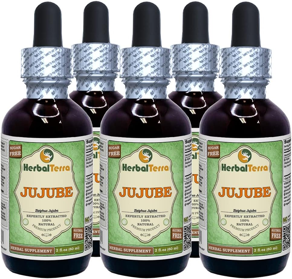 Jujube (Ziziphus Jujuba) Glicerito - Extracto Líquido Sin Alcohol - 5x60 ml