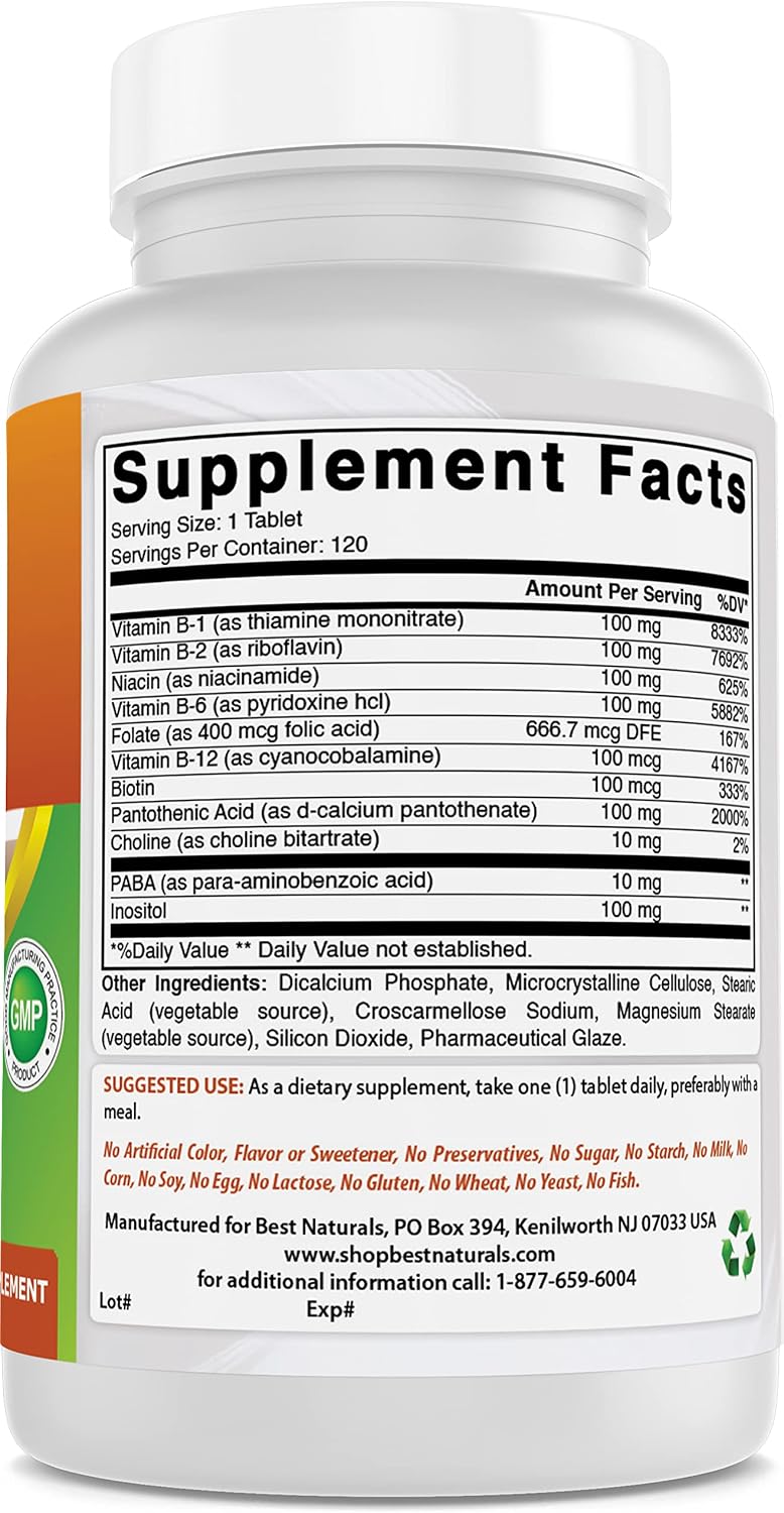 Best Naturals B-100 Complex para adultos, 120 Cápsulas