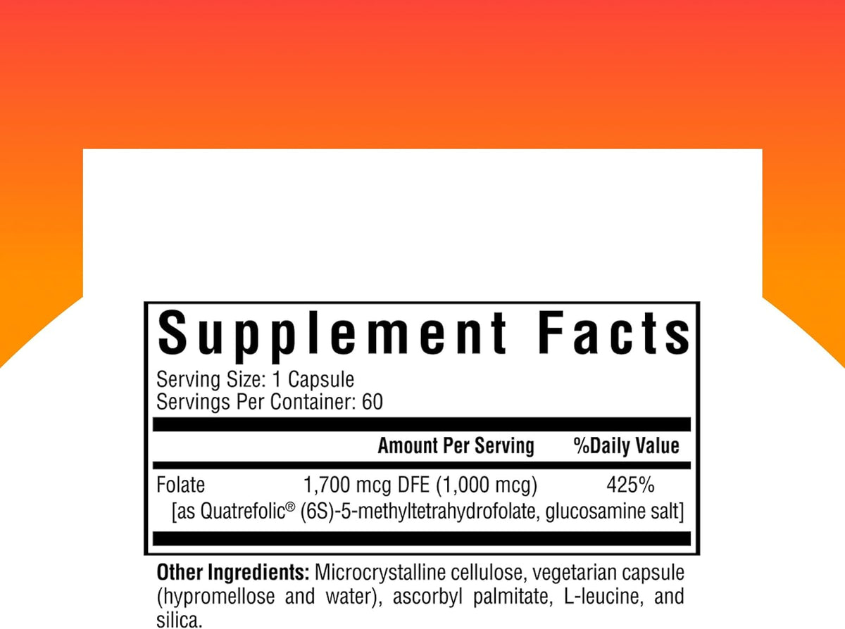 Seeking Health L-Methylfolate 1mg, 60 Cápsulas – Image 2