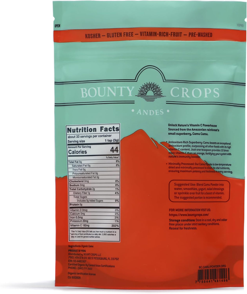 Bounty Crops Camu Camu en Polvo Orgánico (100 g)