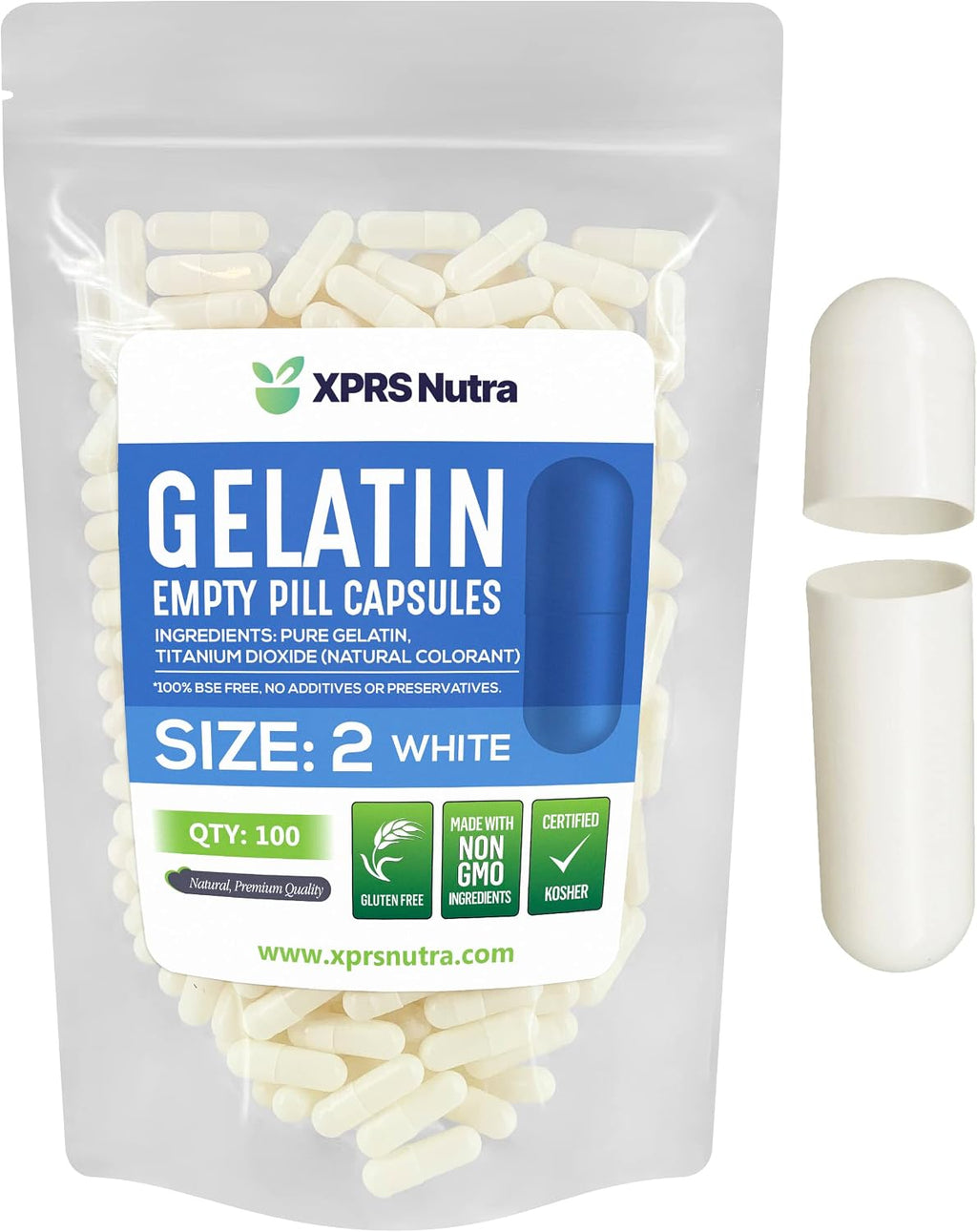 XPRS Nutra Cápsulas Vacías de Gelatina Tamaño 2 - 100 Unidades