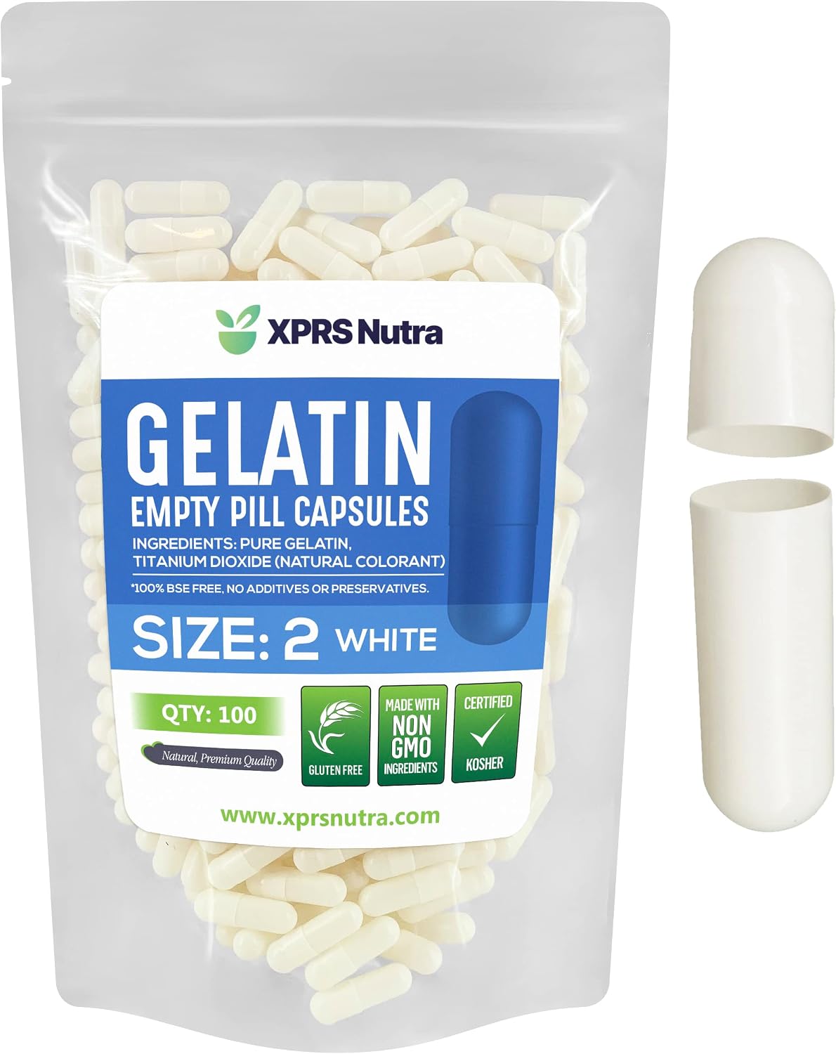 XPRS Nutra Cápsulas Vacías de Gelatina Tamaño 2 - 100 Unidades