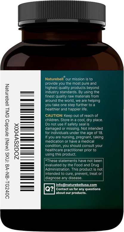 NatureBell TMG 1500mg, 240 Cápsulas - Betaina Anhidra Trimetilglicina – Image 8