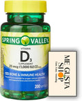 Vitamina D3 1000 UI (25 mcg) Softgels, 200 Cápsulas + Sticker Me Gusta