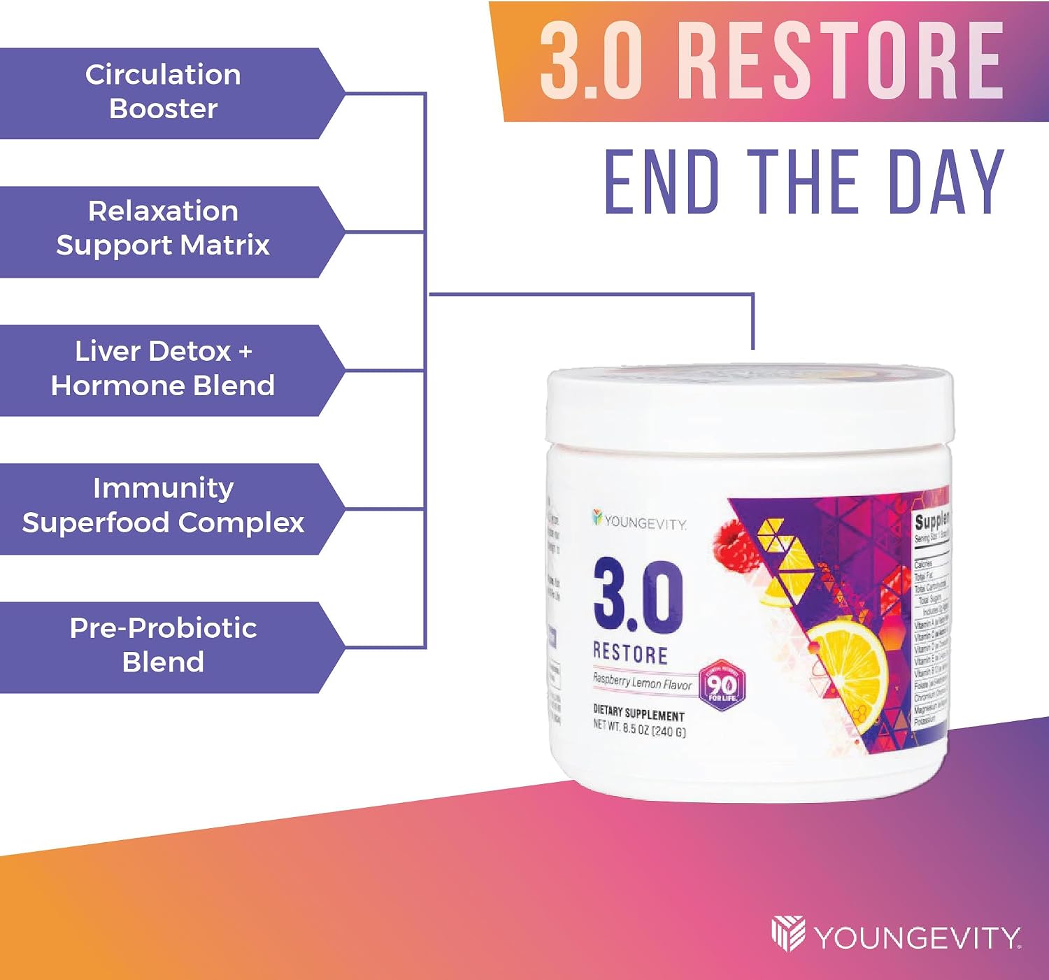 Youngevity Beyond Tangy Tangerine 3.0 Rise & Restore | Dual-System Supplement for Day & Night | Natural Energy, Cognitive Immune & Digestive Support | Acai Pomegranate & Raspberry Lemon