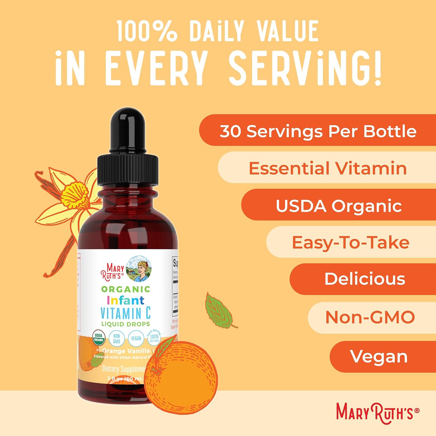 MaryRuth's Gotas Líquidas de Vitamina C Orgánica para Bebés (6-12 Meses)