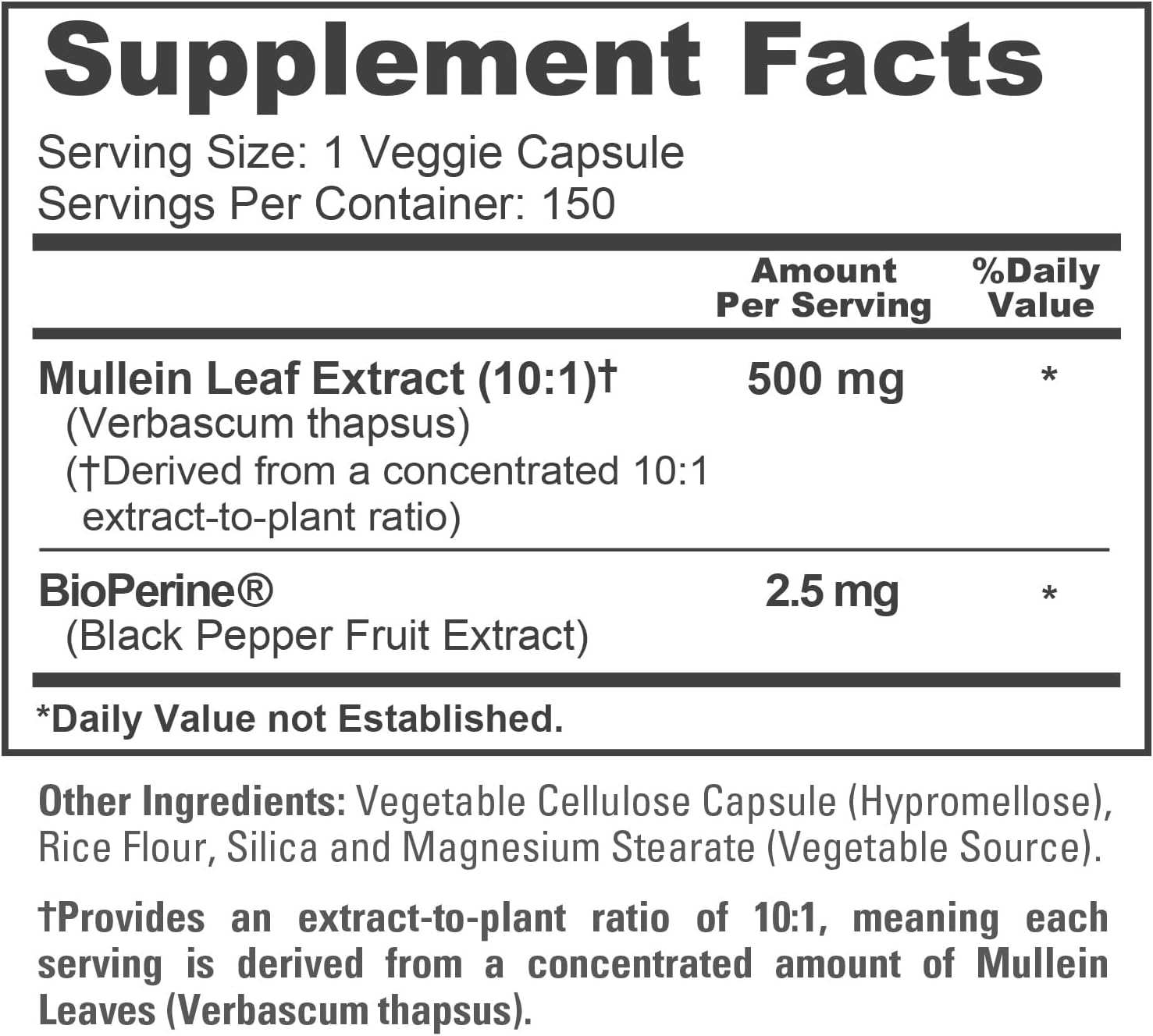 NusaPure Cápsulas de Hoja de Gordolobo, 500 mg, 150 Cápsulas Vegetales (No OGM, Vegano)