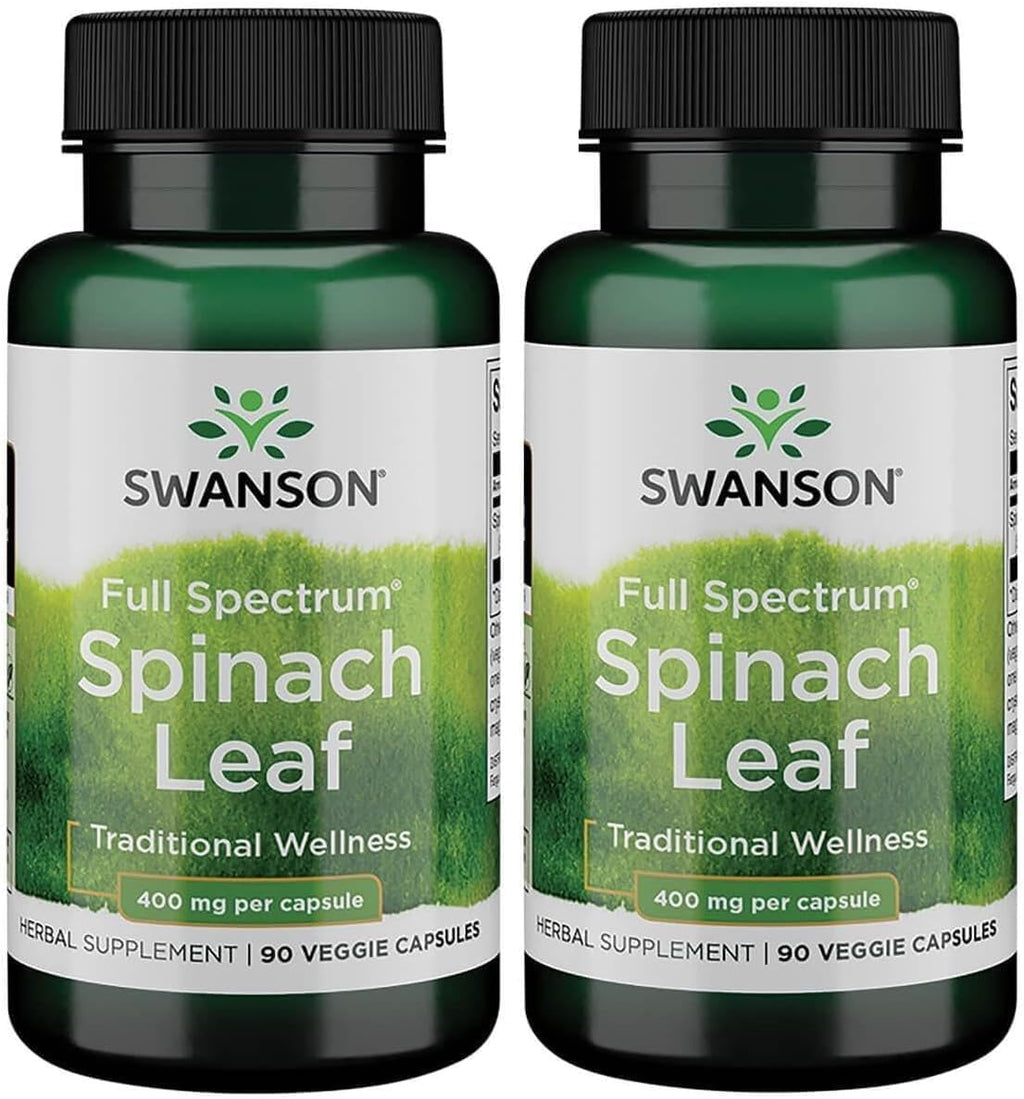 Swanson Full Spectrum Spinach Leaf 400 mg, 90 Cápsulas Vegetales