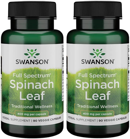Swanson Full Spectrum Spinach Leaf 400 Milligrams 90 Veg Capsules (2 Pack) – Image 1