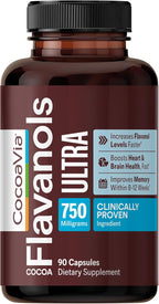 CocoaVia Ultra 750mg Flavanoles de Cacao – Apoyo para el Corazón y el Cerebro, 30 Cápsulas