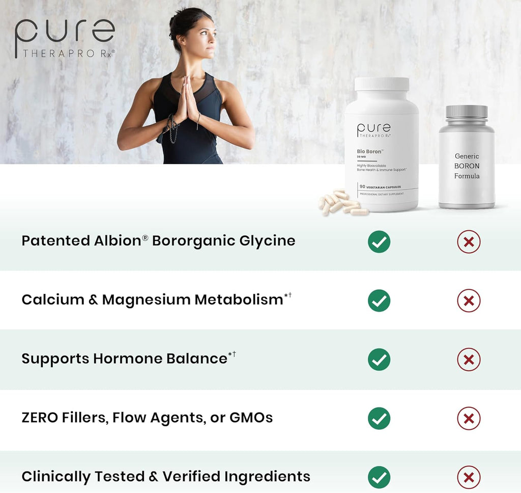 Bio Boron – Suplemento de Boro (30mg, 90 Cápsulas) – Pure TheraPro Rx