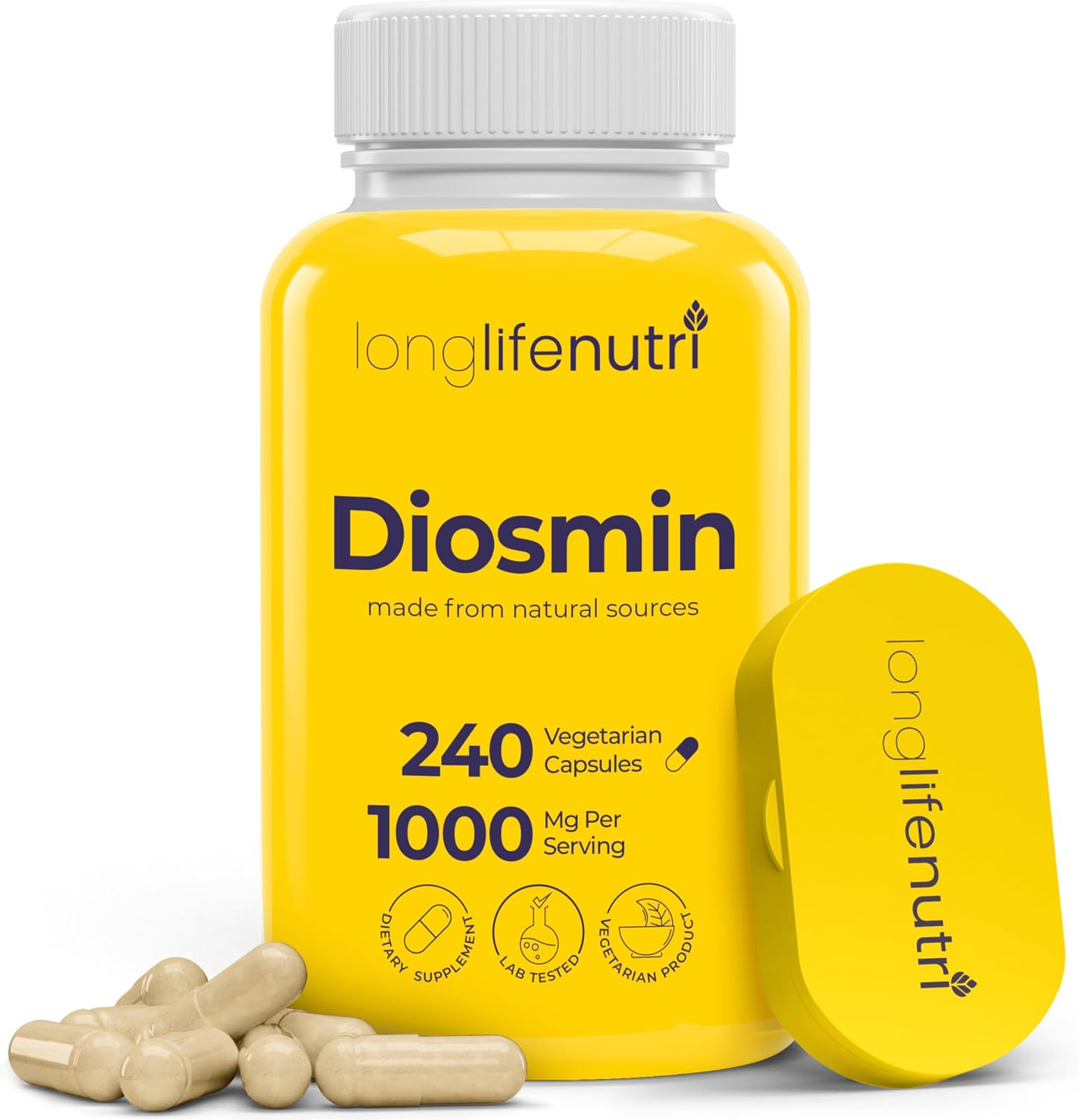 Diosmin 1000mg Advanced Formula - 240 Cápsulas para Apoyo a la Salud Circulatoria, Suministro de 4 Meses, No GMO, Fabricado en EE. UU. - Suplemento Diario de Bienestar