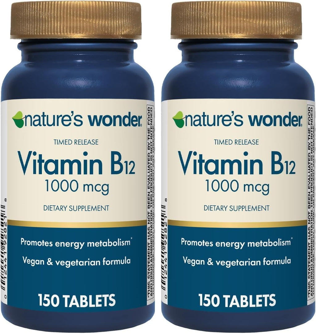 Nature's Wonder Vitamina B12 1000 mcg - Comprimidos de Liberación Prolongada (150 Comprimidos)