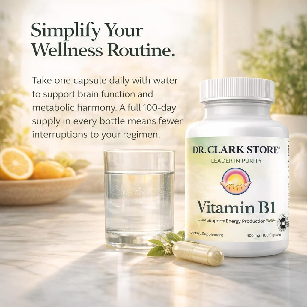 Dr. Clark Vitamin B1 Tiamina 400mg, 100 Cápsulas de Gelatina