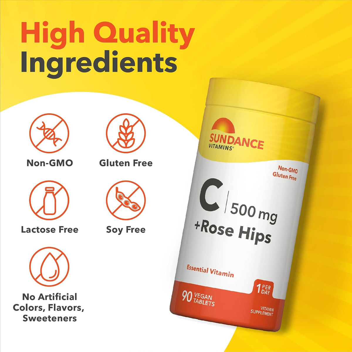 Sundance Vitamina C con Rosa Mosqueta | 500mg | 90 Comprimidos Vegetarianos – Image 4