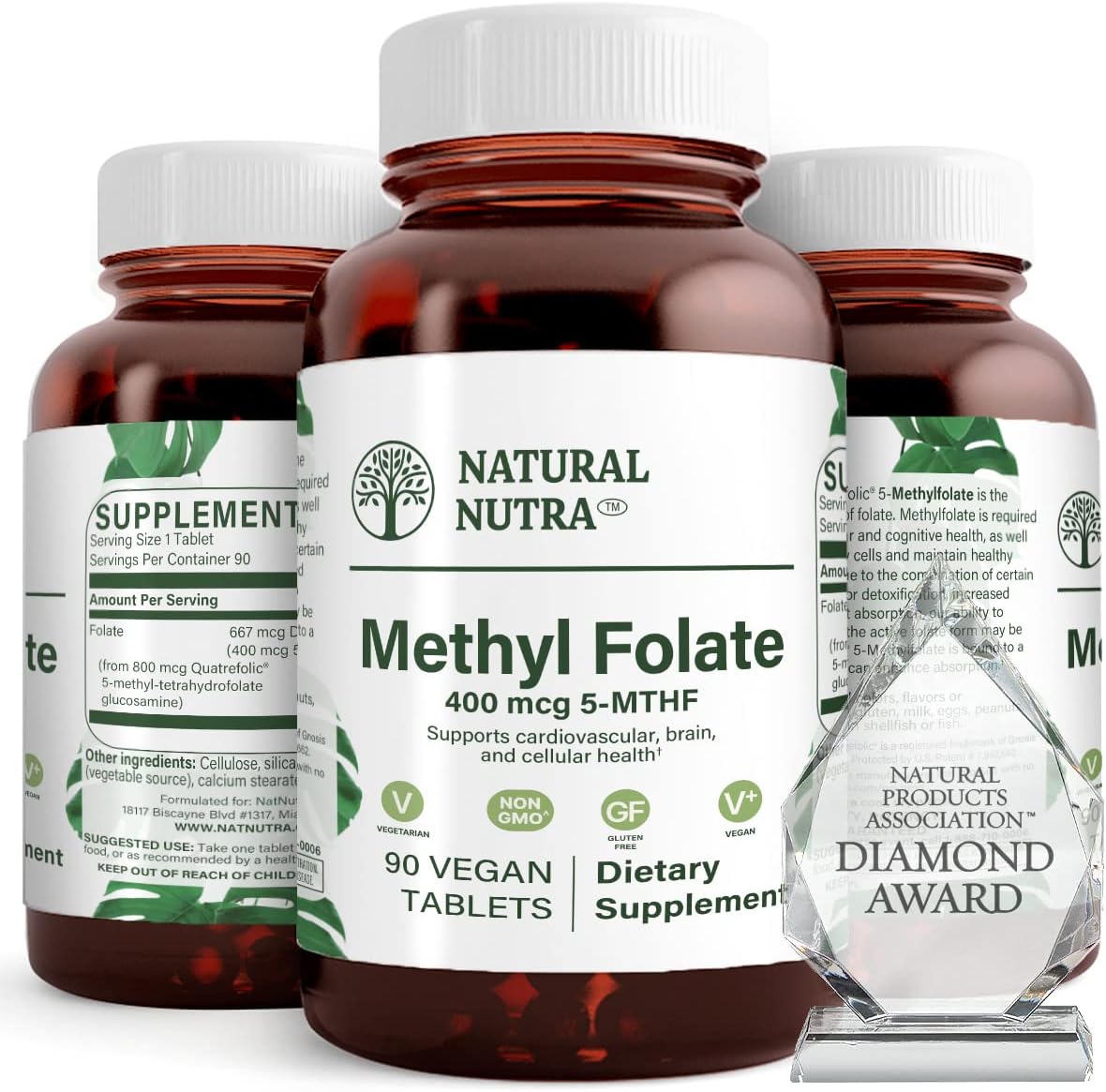 Natural Nutra Active Methyl Folate Supplement con Quatrefolic – 90 Comprimidos Veganos