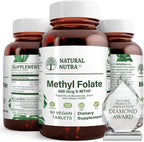 Natural Nutra Active Methyl Folate con Quatrefolic – 270 Comprimidos Veganos (3×90)