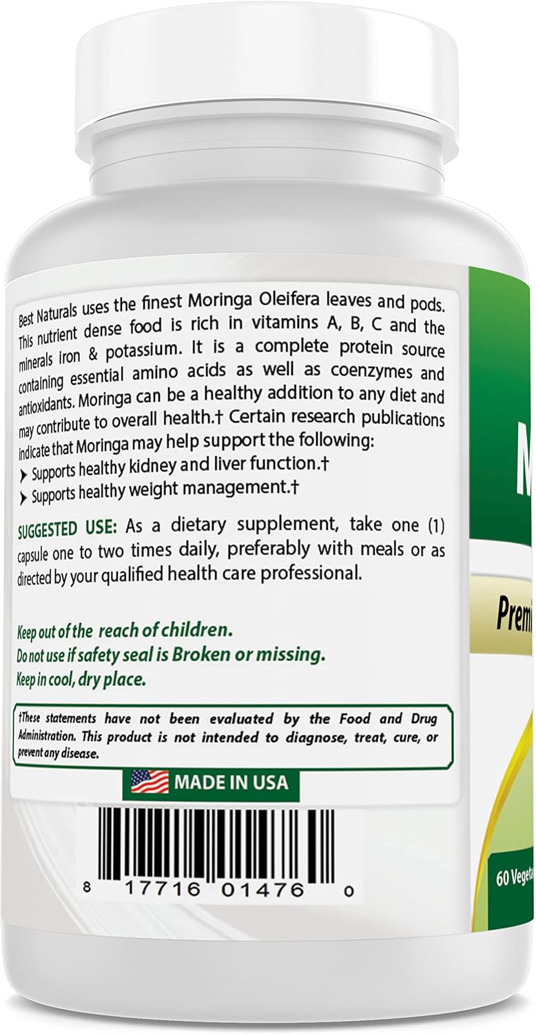 Best Naturals Moringa Superfood 500 mg 60 Cápsulas Vegetales