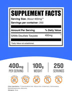BulkSupplements.com Polvo de SAM-e - Suplemento de S-Adenosil-L-Metionina - 400mg por Ración, 100g (3.5 oz)