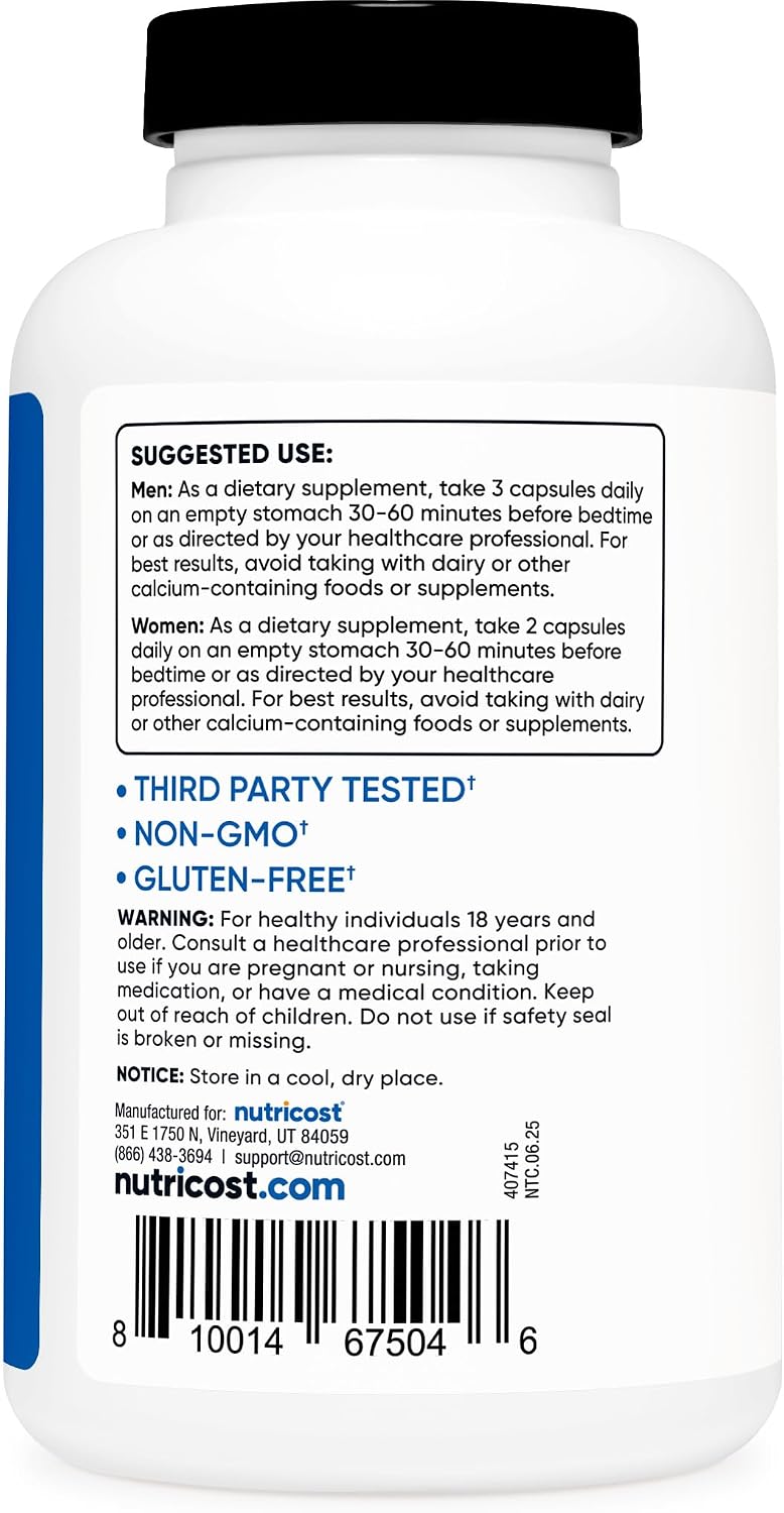 Nutricost ZMA 180 Capsules - Gluten-Free and Non-GMO ZMA Supplement