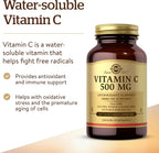 Solgar Vitamina C 500 mg, 100 Cápsulas Vegetales - Apoyo Inmunológico y Antioxidante