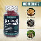 Simply Healthy Premium Sea Moss Gummies – Irish Sea Moss con Bladderwrack y Burdock Root, 60 Gominolas Veganas