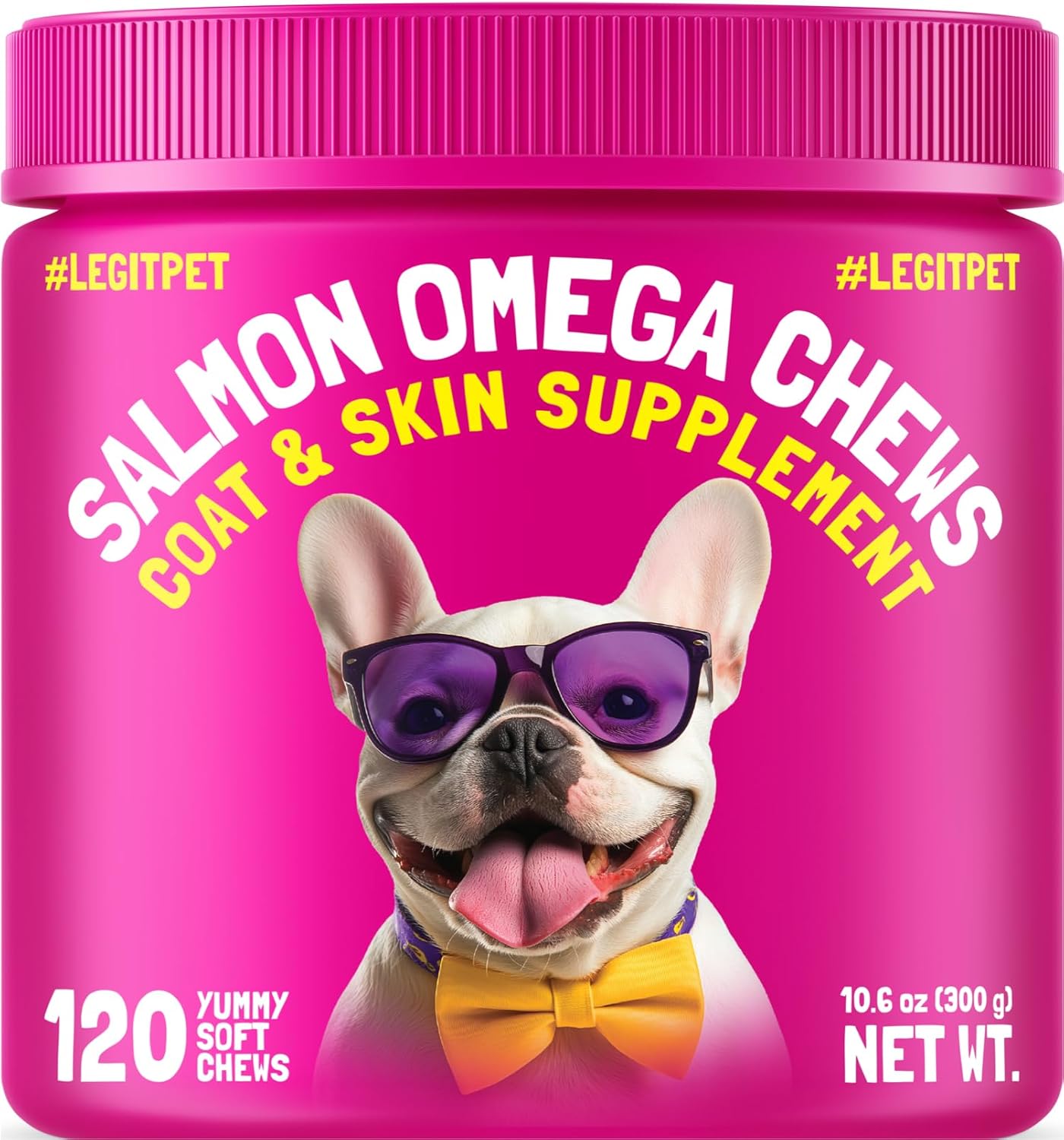 LEGITPET Golosinas Omega 3 de Aceite de Salmón de Alaska para Perros – 120 Masticables con EPA y DHA