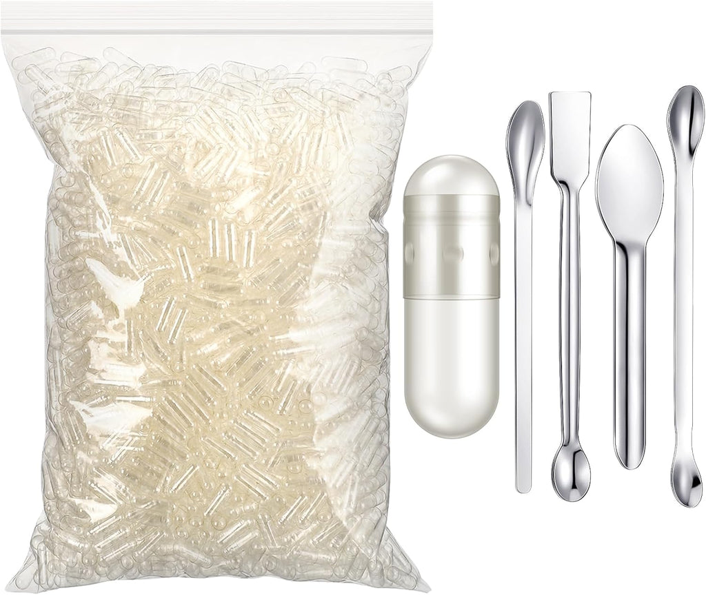 Timgle 2000 Cápsulas Vacías Tamaño 0 con Kit de Cucharas para Llenado