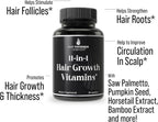 Hair Thickness Maximizer - Vitaminas Veganas 11 en 1 para Cabello, con 5000mcg de Biotina, Zinc y Semilla de Calabaza