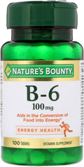 Nature's Bounty Vitamina B6, 100 mg, 100 Comprimidos (Pack de 4)