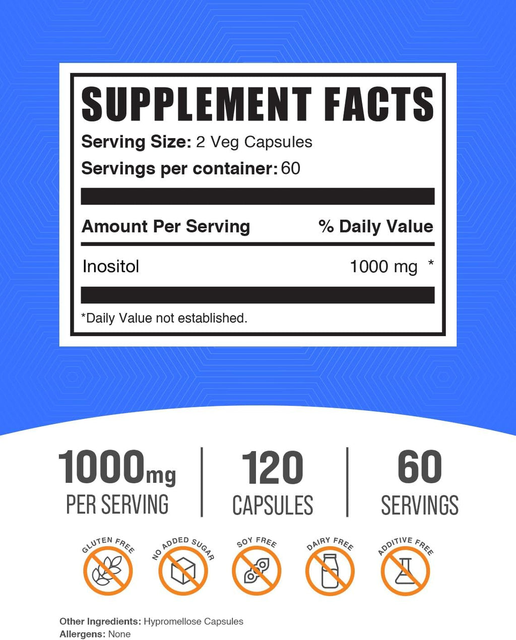 Inositol 1000mg Cápsulas - Vitamina B8 - 120 Cápsulas