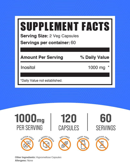 Inositol 1000mg Cápsulas - Vitamina B8 - 120 Cápsulas – Image 2