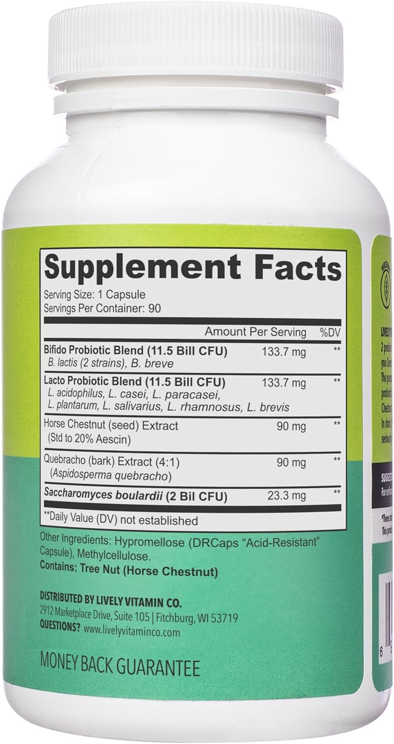 LIVELY VITAMIN CO. Great Guts Probiotic - 25 Billion CFU - Equilibrio Intestinal - 90 Cápsulas