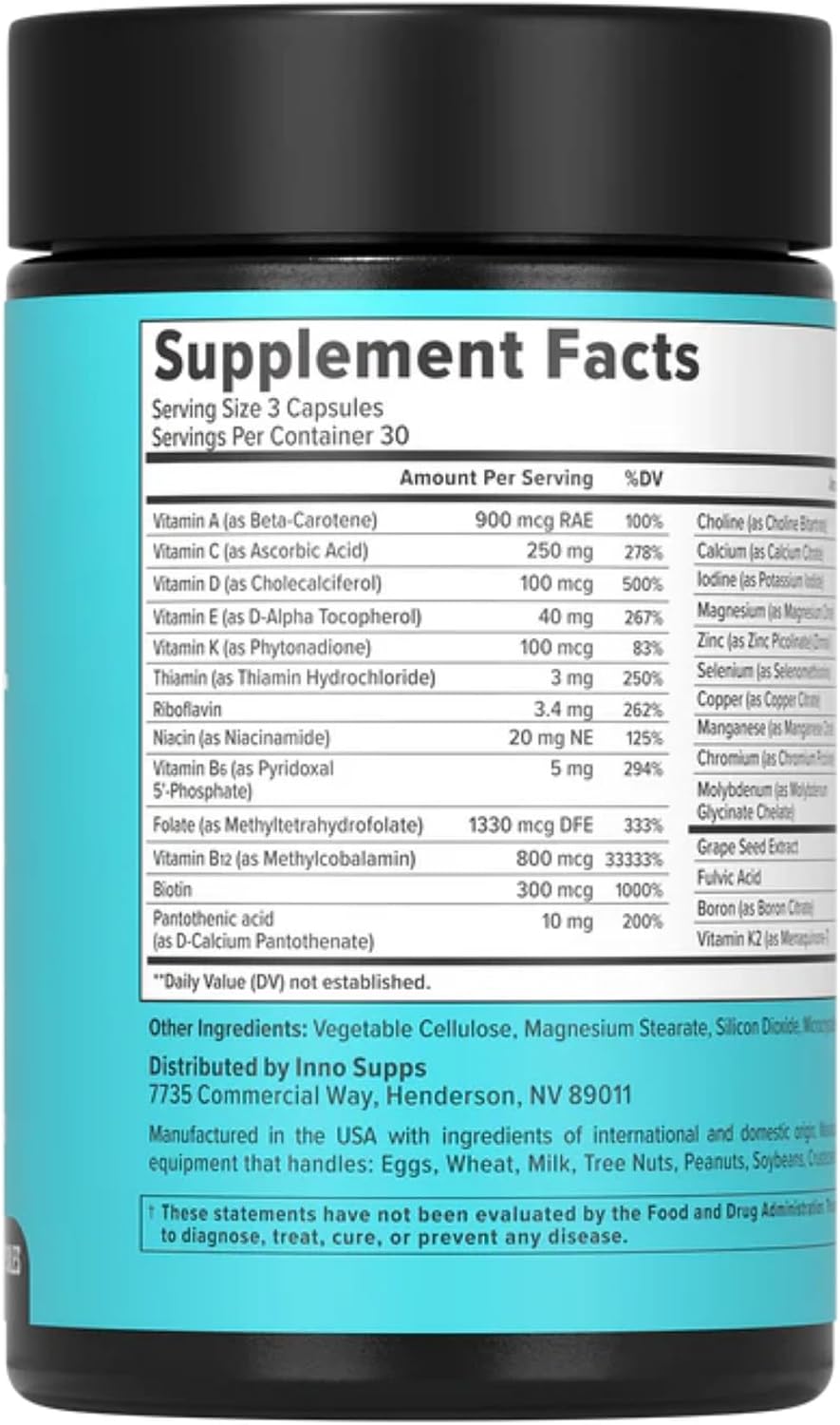 Inno Bio-Methyl Multi - Multivitamínico Metilado con Magnesio, Folato, Zinc y Vitaminas