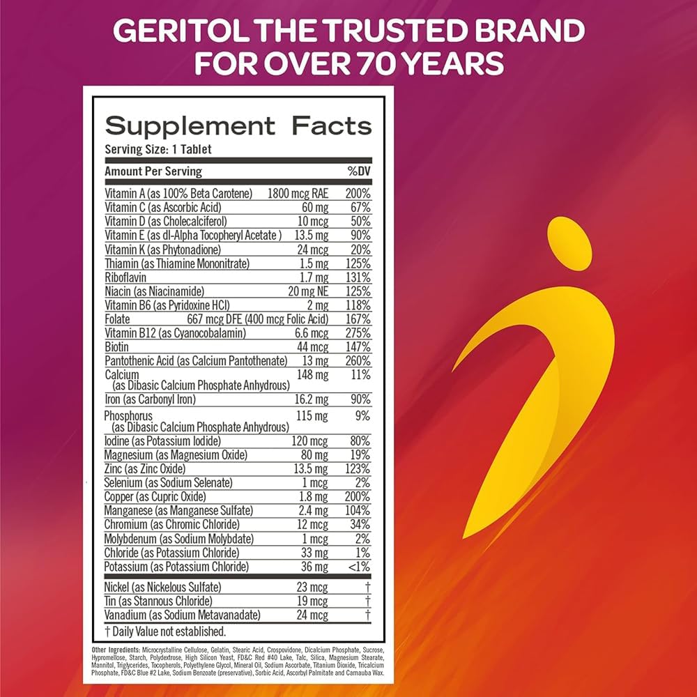 Geritol Multivitamin - Nutritional Support with 26 Essential Vitamins and Minerals, 40 Tablets (2-Pack)