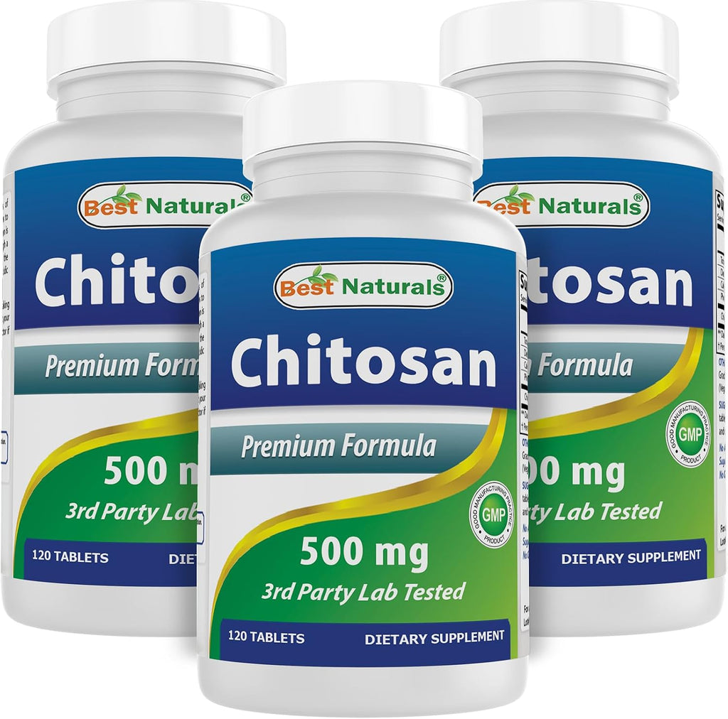 Best Naturals Quitosano 500 mg - 120 Comprimidos (Pack de 3)