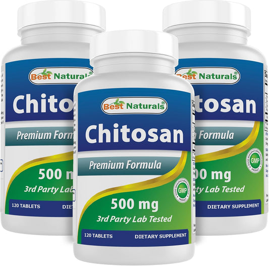 Best Naturals Chitosan 500 mg - 120 Tablets (3 Pack)