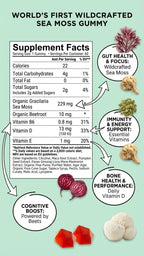 BDE Wildcrafted Sea Moss Gummy con Maca Root, Beets, Lion's Mane, Vitamina D+E - 60 Gominolas