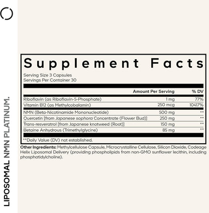 Codeage Liposomal NMN Platinum - 500 mg de – Resveratrol: Polifenol presente en la uva, conocido por su capacidad – Image 2