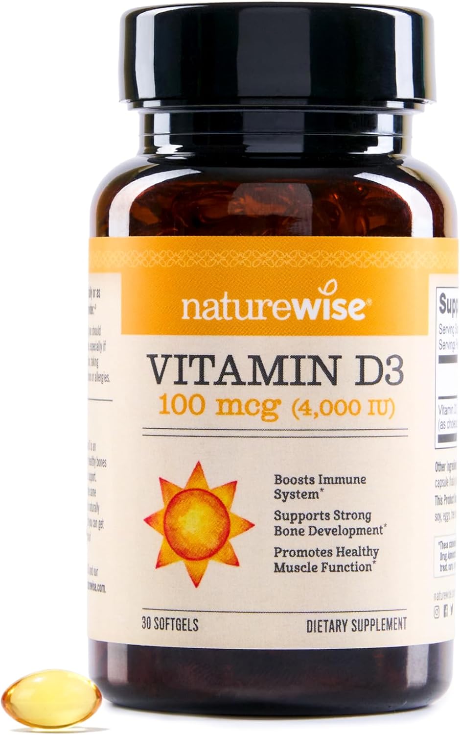 NatureWise Vitamina D3 4000 UI (100 mcg) – 30 Cápsulas Blandas