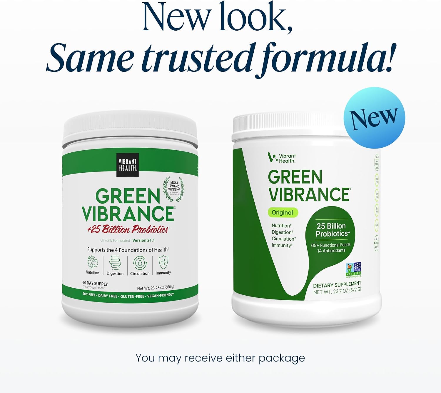 Vibrant Health, Green Vibrance, Superalimento Vegano en Polvo, Aumenta la Energía, 60 Porciones