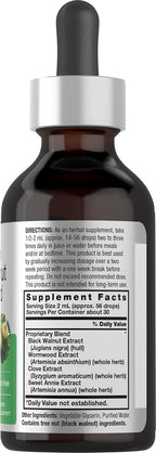 Horbäach Black Walnut Hull and Wormwood Extract Tincture – 2 fl oz – Alcohol Free Liquid – Vegetarian, Non-GMO & Gluten Free Supplement