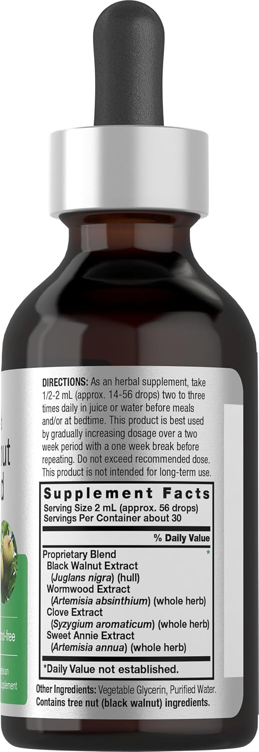 Horbäach Black Walnut Hull and Wormwood Extract Tincture – 2 fl oz – Alcohol Free Liquid – Vegetarian, Non-GMO & Gluten Free Supplement