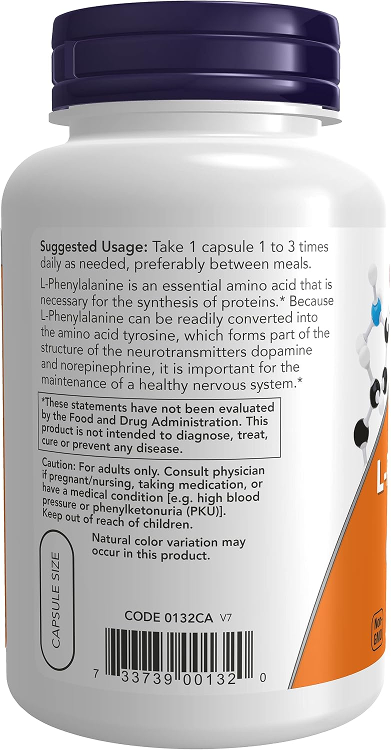 NOW Foods L-Phenylalanine 500mg, 120 Cápsulas (Pack de 2)