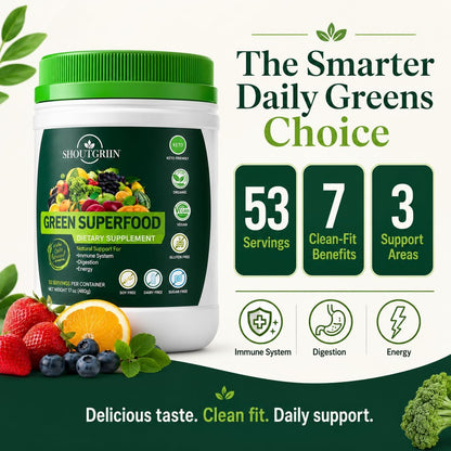 SHOUTGRIIN Green Superfood Powder – Super – 100 mil millones de probióticos y enzimas digestivas: diseñados para – Image 9