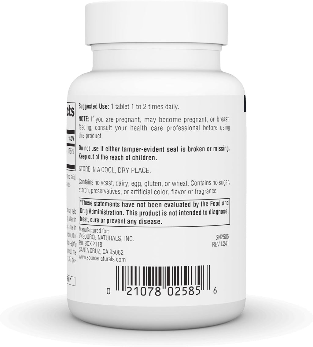 Source Naturals Vitamina E 400 IU (268 mg) - 60 Comprimidos