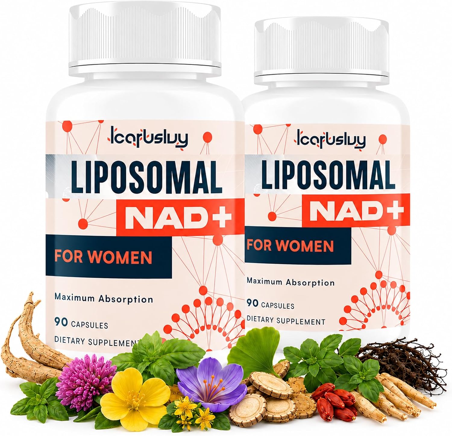 IcarusIvy Suplemento NAD+ Liposomal para Mujeres, Fórmula Femenina, 180 Cápsulas