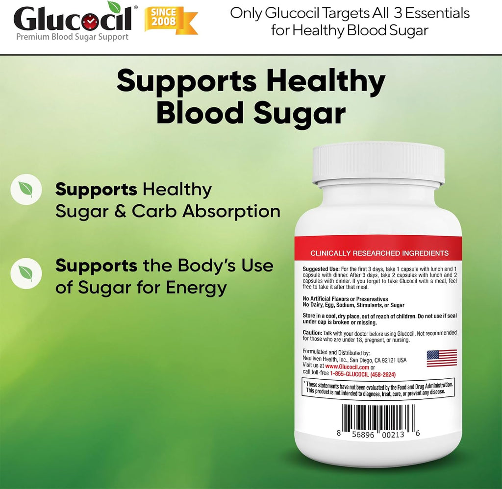 Glucocil – Cápsulas Vegetarianas para el Apoyo del Azúcar en Sangre