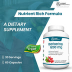Berberina 1200mg – Fórmula Concentrada de Berberina HCl – 60 Cápsulas – Hybrid Nutraceuticals
